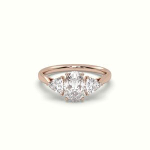 18K ROSE GOLD OVAL & TRIANGLE DIAMOND TRILOGY RING