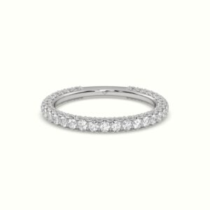 18K WHITE GOLD XL THREE SIDED DIAMOND WEDDING BAND WITH ROUND CUT DIAMONDS 1.95 CARAT