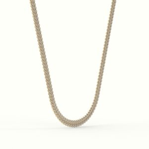 18K YELLOW GOLD 8MM DIAMOND CUBAN LINK NECKLACE
